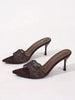 Black Gold White Open Toe Mesh Summer New Fashion Thin High Heel Sandals, Minimalist Versatile Women's Formal Sandals, Pointed Toe Elegant Thin High Heel Slippers Women's High Heels Brown High Heels