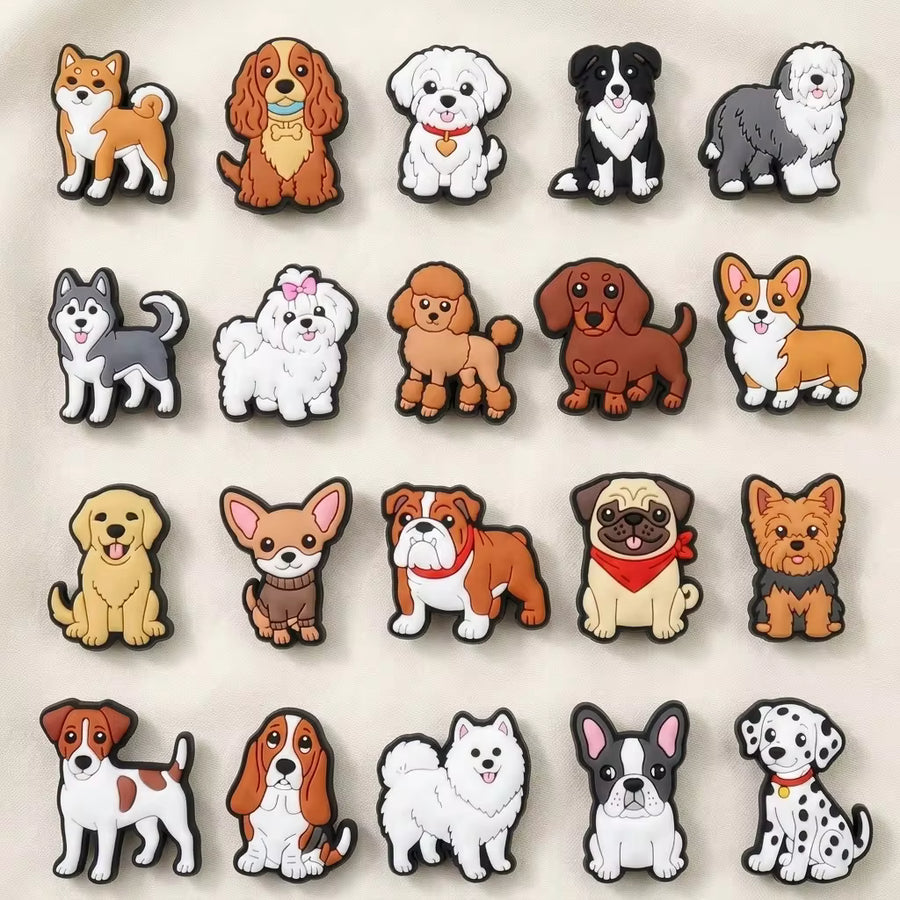 20pcs/Set New Cute Dog Series DIY Fashion Sandal Accessories, Detachable Hole Sandal Decor, Beach Bag Accessories, Suitable For Puff Sandals, Can Be Used As Birthday Party Gifts